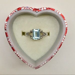 Blue Topaz 925 Sterling Silver Emerald Cut Ring